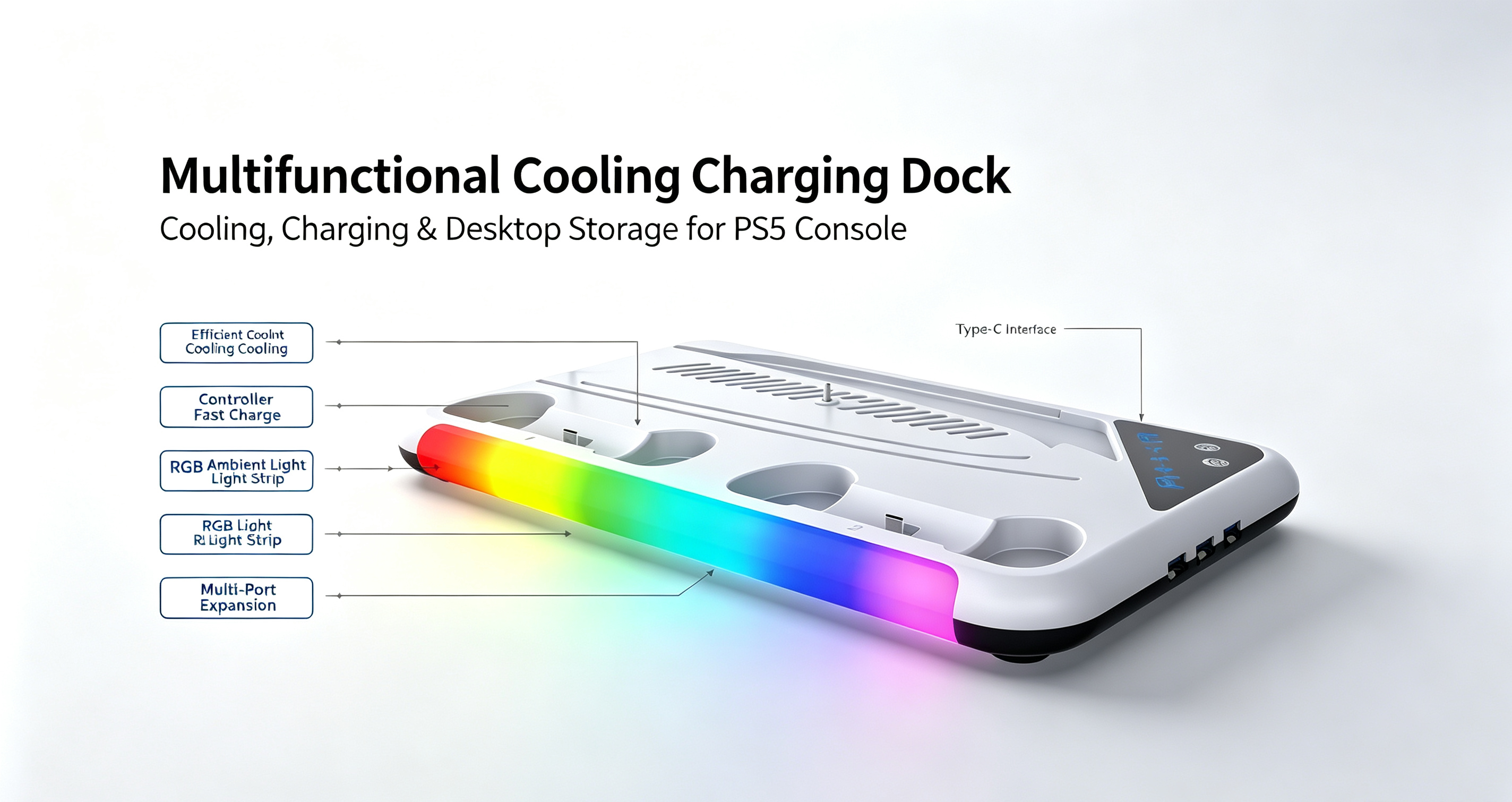 Hozkaii HP5‑5001 Multifunctional Cooling & Charging Dock for PS5